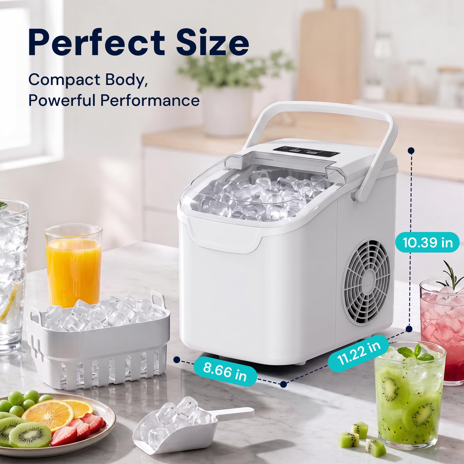Amazon.co.jp: Kismile ポータブル製氷機 ハンドル付き - 27ポンド/24H